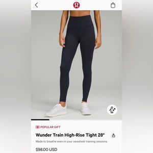 Lululemon Wunder Under HR Tight 28” Navy Size 6 New